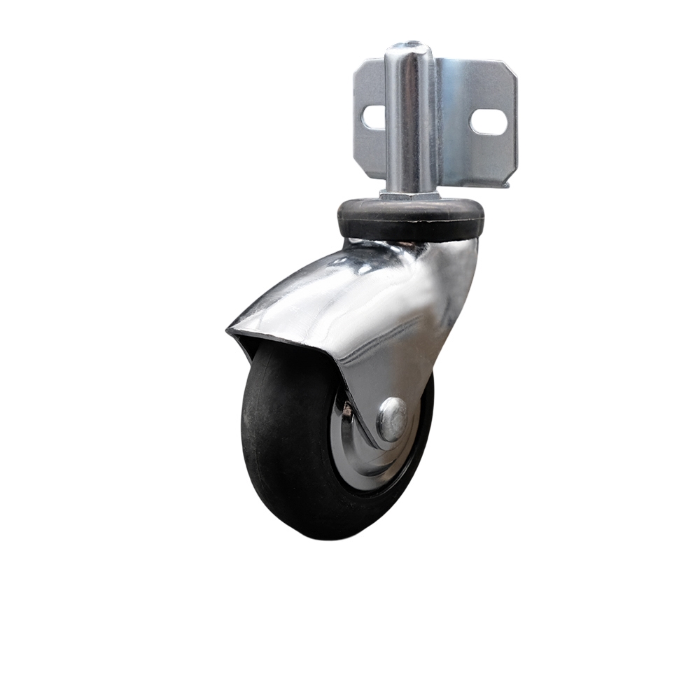3 Inch Swivel Caster Wheels for Furniture - Bright Chrome Hooded Neoprene Rubber Wheel with Side Mount Bracket - 110 lbs. Per Caster - Service Caster Brand — photo 1