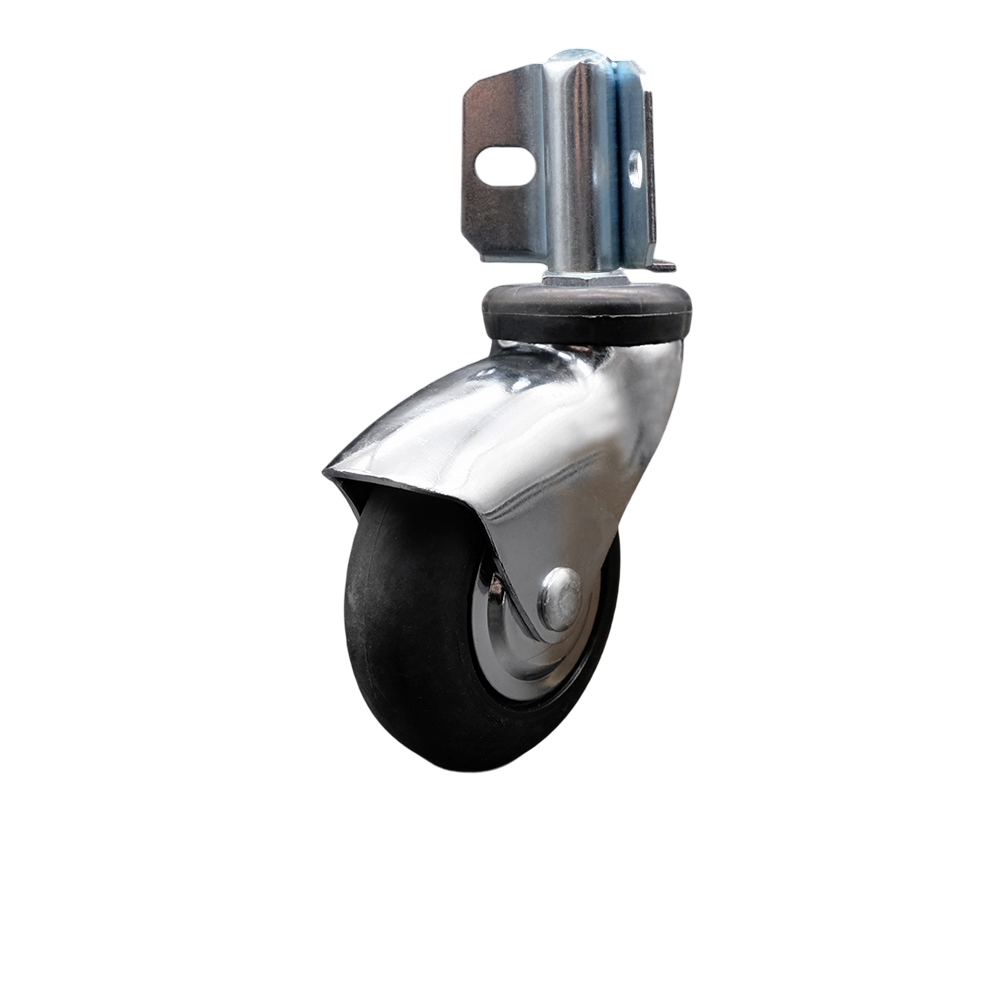 3 Inch Swivel Caster Wheels for Furniture - Bright Chrome Hooded Neoprene Rubber Wheel with Corner Mount Bracket - 110 lbs. Per Caster - Service Caster Brand — photo 1