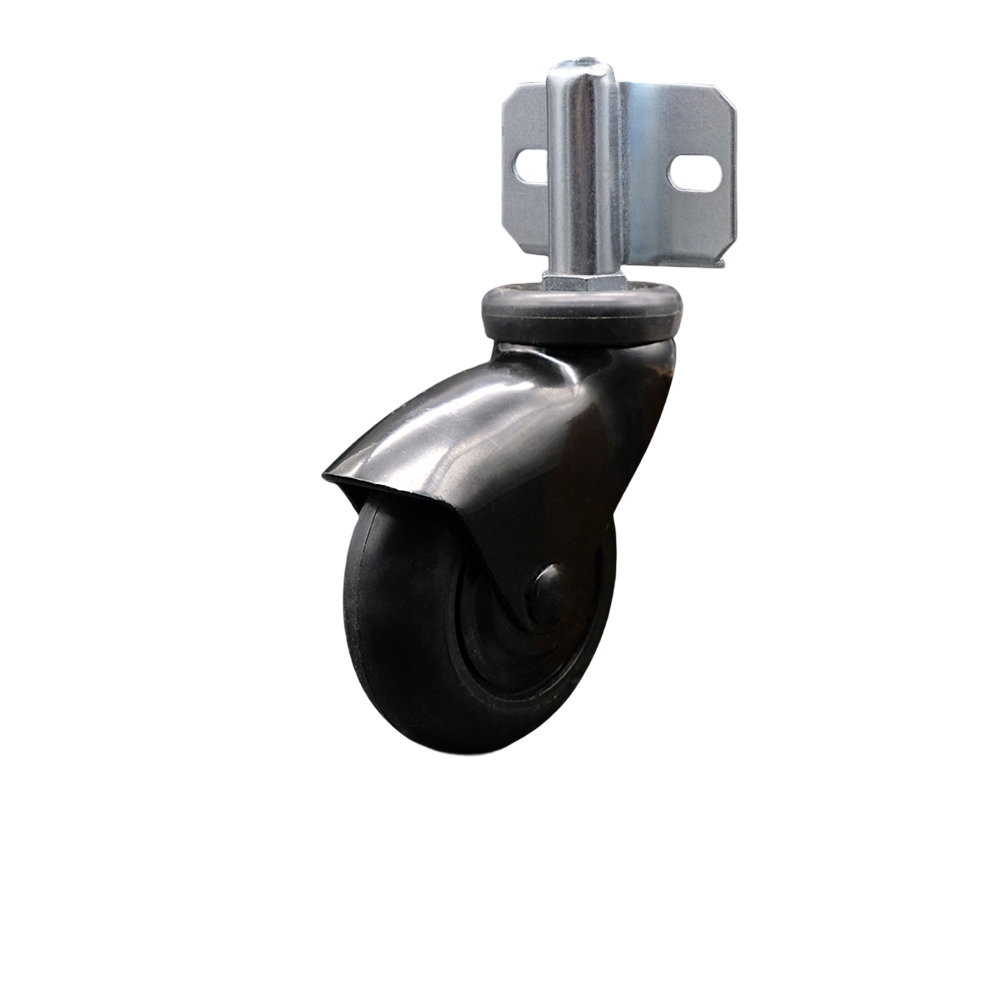 3 Inch Swivel Caster Wheels for Furniture - Black Hooded Neoprene Rubber Wheel with Side Mount Bracket - 75 lbs. Per Caster - Service Caster Brand — photo 1