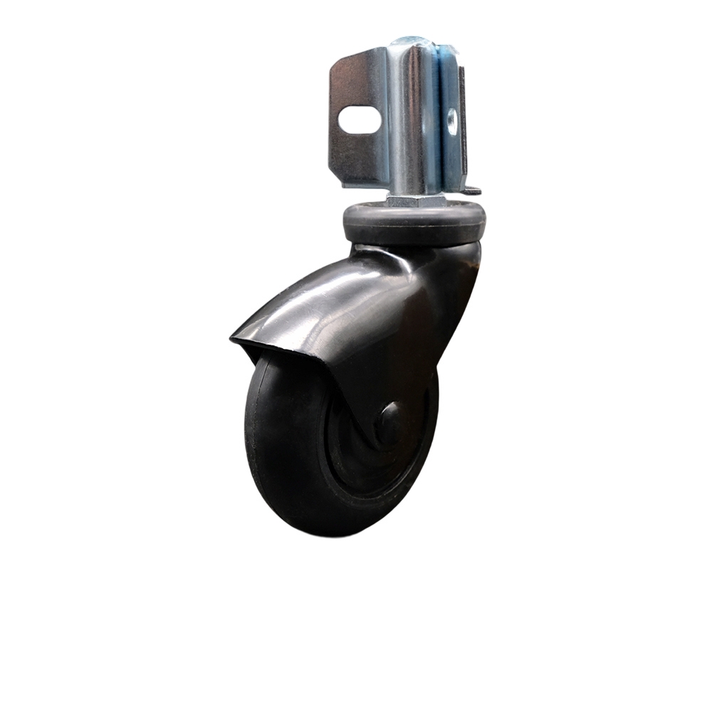 3 Inch Swivel Caster Wheels for Furniture - Black Hooded Neoprene Rubber Wheel with Corner Mount Bracket - 75 lbs. Per Caster - Service Caster Brand — photo 1