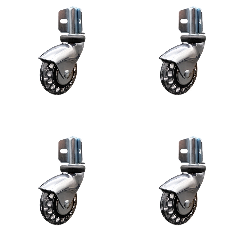 3 Inch Swivel Caster Wheels for Furniture - Bright Chrome Hooded Polyurethane Wheel with Corner Mount Bracket - 480 lbs. Total Capacity - Set of 4 - Service Caster Brand — photo 1
