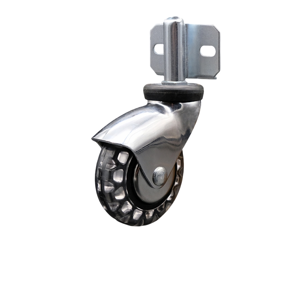 3 Inch Swivel Caster Wheels for Furniture - Bright Chrome Hooded Polyurethane Wheel with Side Mount Bracket - 120 lbs. Per Caster - Service Caster Brand — photo 1
