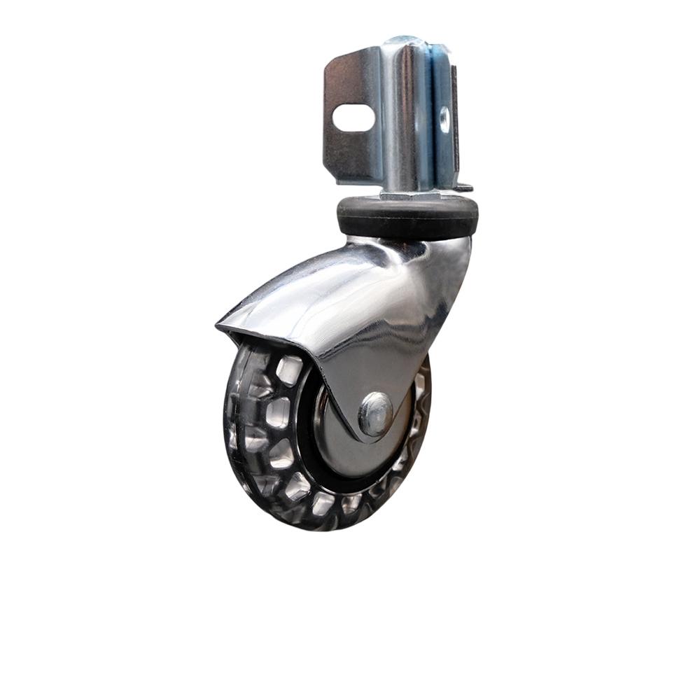 3 Inch Swivel Caster Wheels for Furniture - Bright Chrome Hooded Polyurethane Wheel with Corner Mount Bracket - 120 lbs. Per Caster - Service Caster Brand — photo 1