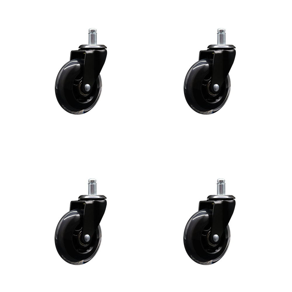 3 Inch Swivel Office Chair Caster Wheels for Furniture - Polyurethane Wheel with 7/16 Inch by 7/8 Inch Grip Ring Stem - Safe for Hardwood Floors & Carpet - Set of 4 - Service Caster Brand — photo 1