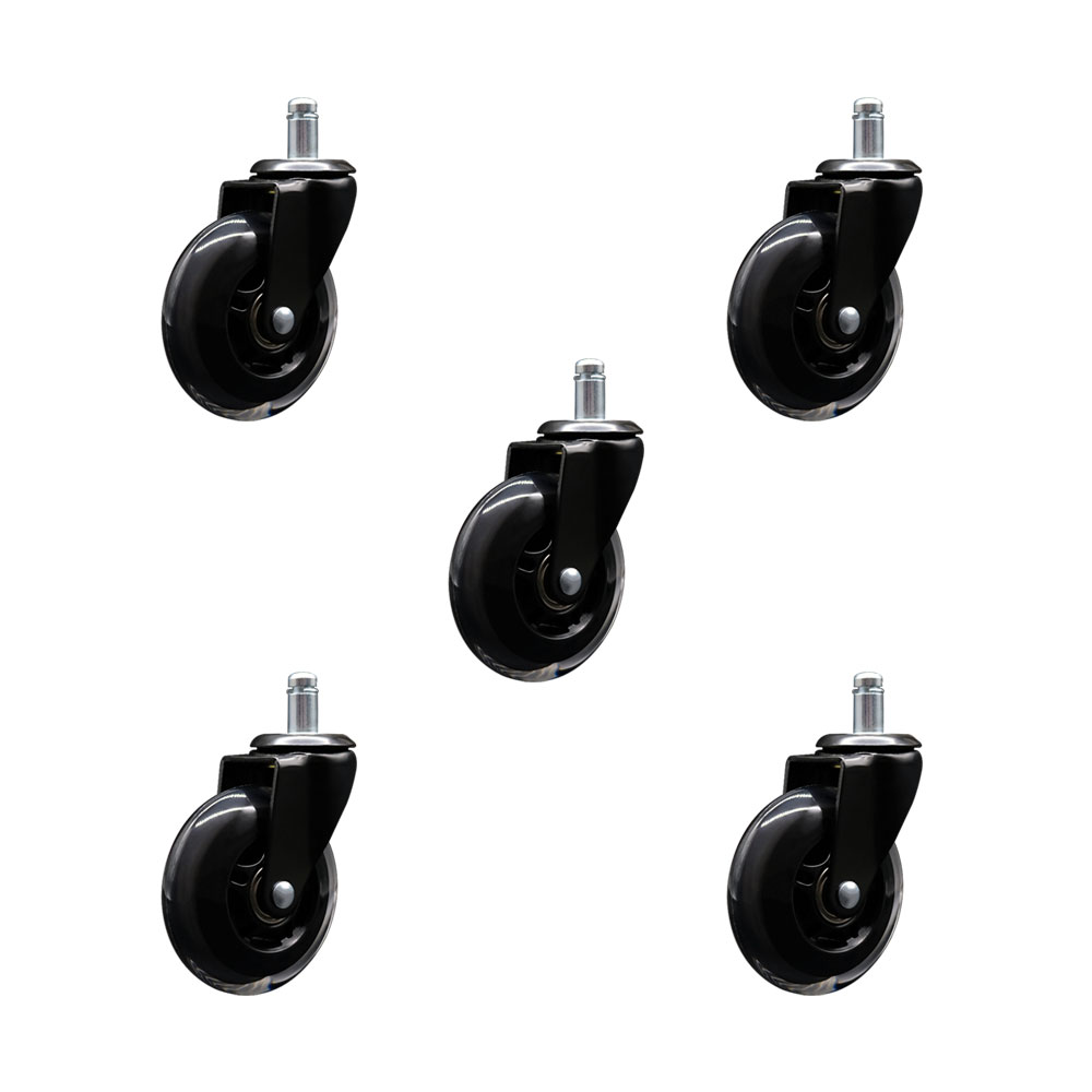 3 Inch Swivel Office Chair Caster Wheels for Furniture - Polyurethane Wheel with 7/16 Inch by 7/8 Inch Grip Ring Stem - Safe for Hardwood Floors & Carpet - Set of 5 - Service Caster Brand — photo 1