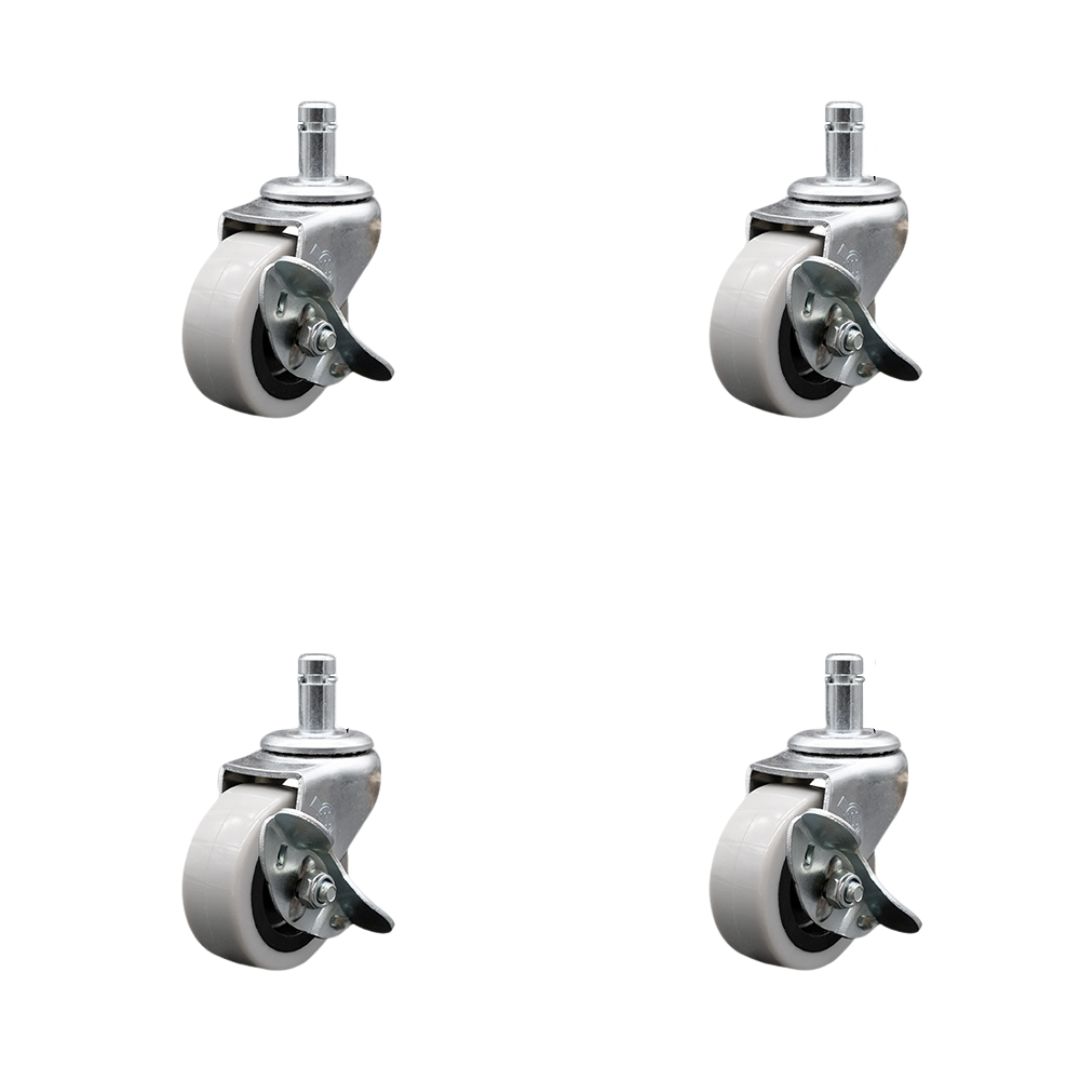 2 Inch Swivel Thermoplastic Rubber Caster Wheels and 7/16 Inch by 7/8 Inch Grip Ring Stem Caster and Brake - 320 lbs. Total Capacity - Set of 4 - Service Caster Brand — photo 1
