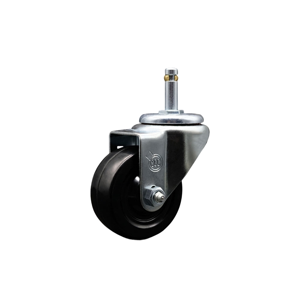 Hard Rubber Swivel Grip Ring Stem Caster w/3" x 1.25" Black Wheel and 7/16" Stem - 275 lbs Capacity/Caster - Service Caster Brand — photo 1