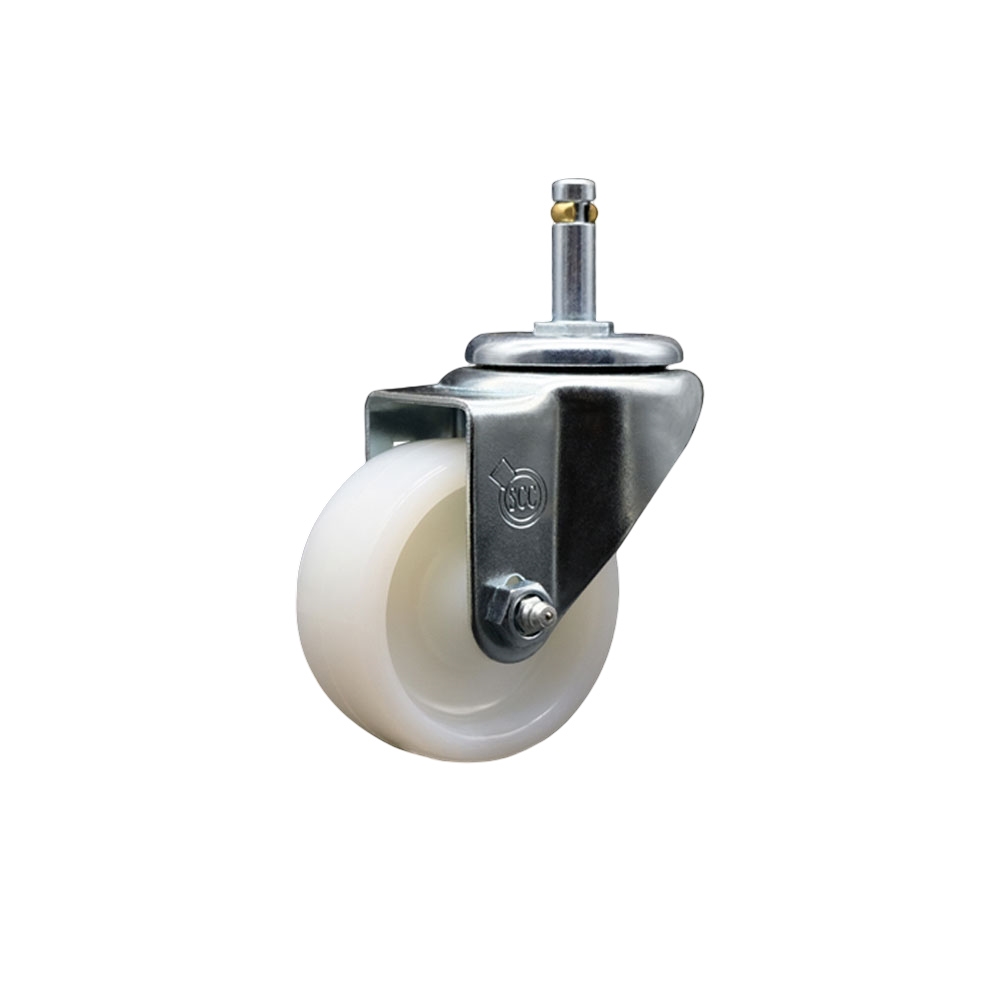 Nylon Swivel Grip Ring Stem Caster w/3" x 1.25" White Wheel and 7/16" Stem - 300 lbs Capacity/Caster - Service Caster Brand — photo 1