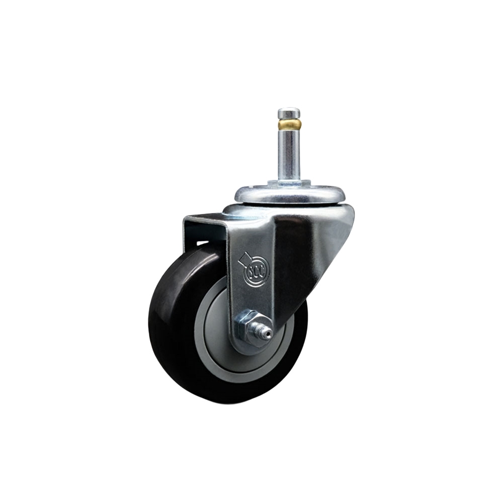 Service Caster Brand Replacement for Colson Caster 2.03351.92 MTG7 - Polyurethane Swivel Grip Ring Stem Caster with 3" Black Wheel and .845" Stem - 300 lbs Capacity/Caster — photo 1