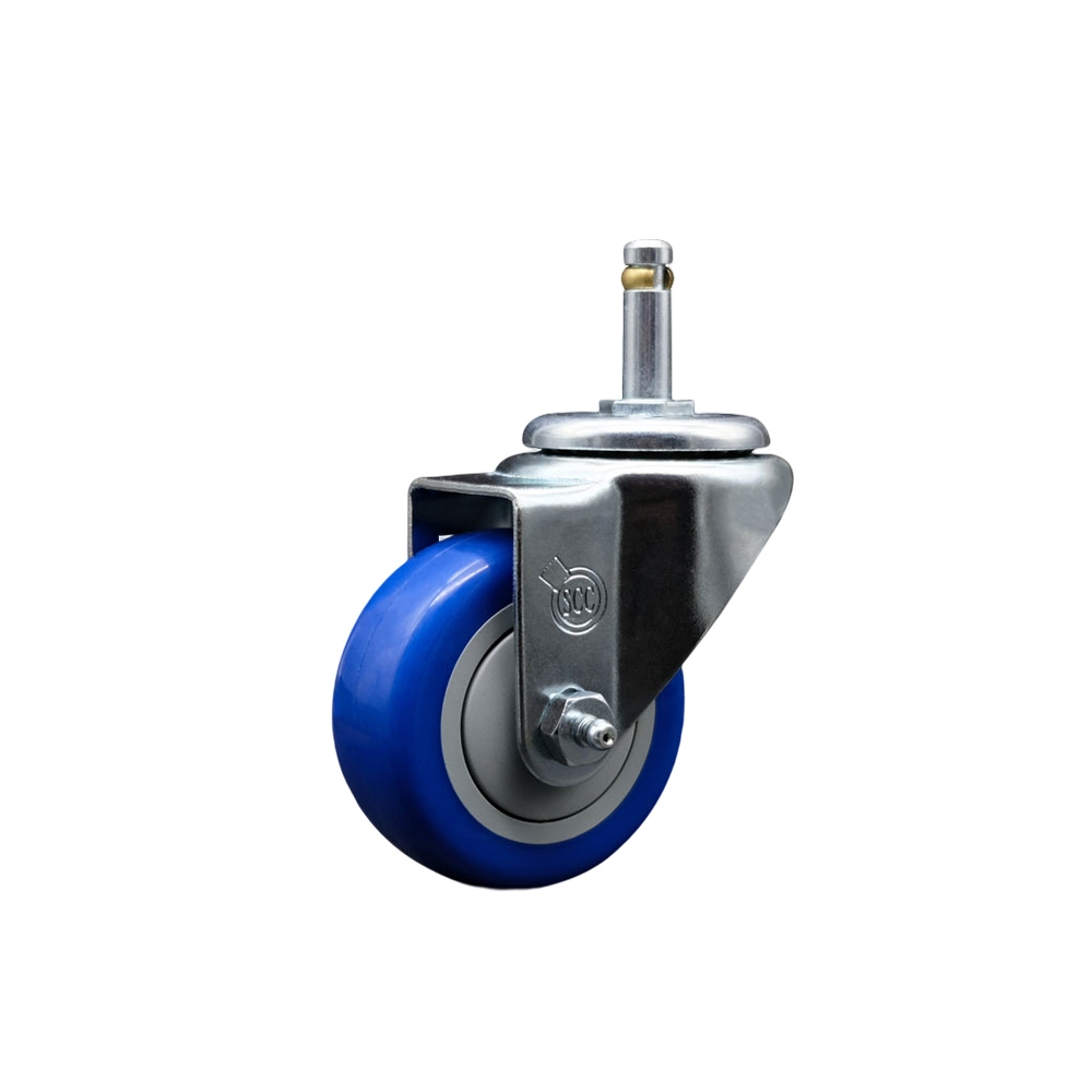 Service Caster Brand Replacement for Colson Caster 2.03351.92 MTG7 - Polyurethane Swivel Grip Ring Stem Caster with 3" Blue Wheel and .845" Stem - 300 lbs Capacity/Caster — photo 1