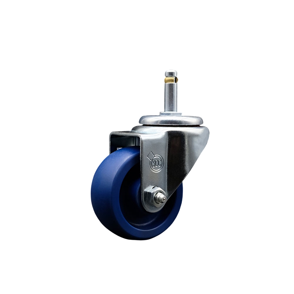 Solid Polyurethane Swivel Grip Ring Stem Caster w/3.5" x 1.25" Blue Wheel and 7/16" Stem - 300 lbs Capacity/Caster - Service Caster Brand — photo 1