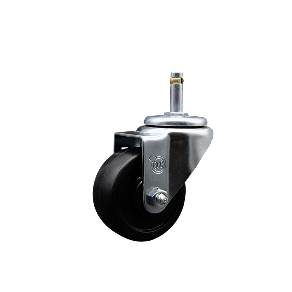 Soft Rubber Swivel Grip Ring Stem Caster w/3" x 1.25" Black Wheel and 7/16" Stem - 175 lbs Capacity/Caster - Service Caster Brand — photo 1