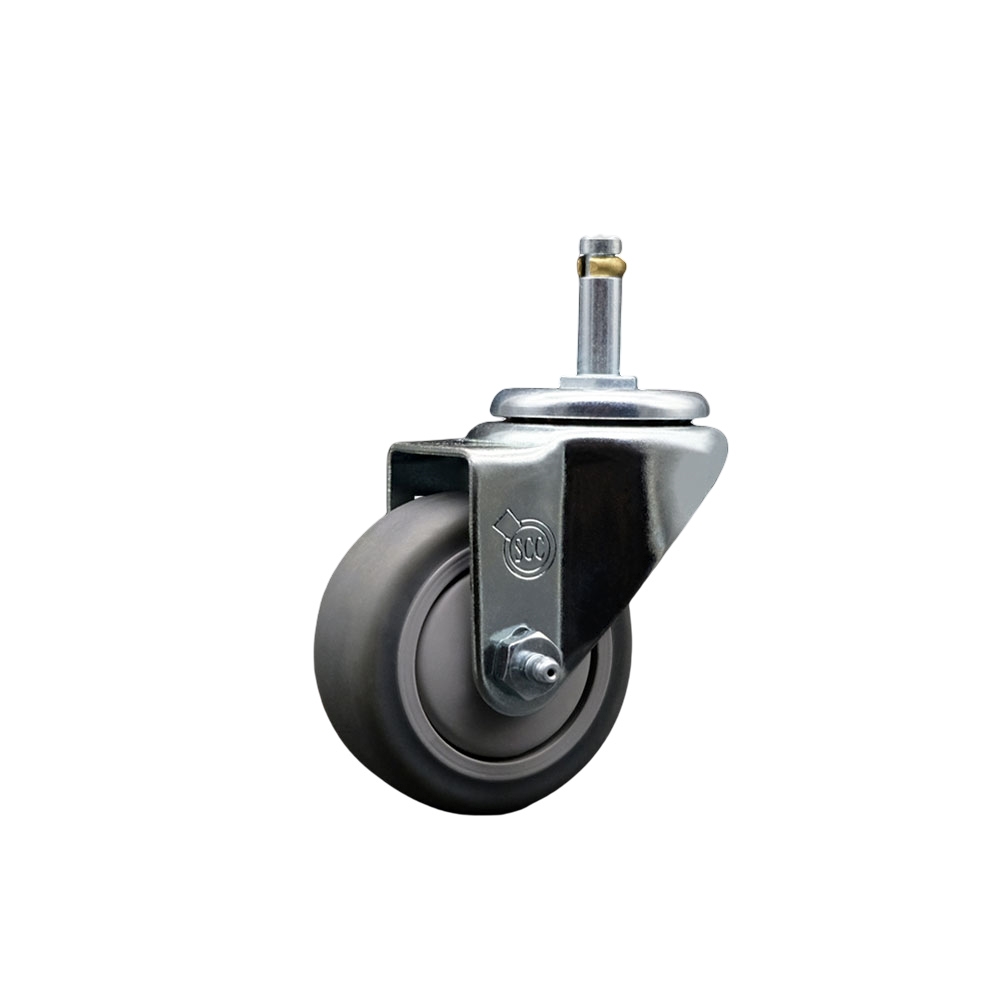 Thermoplastic Rubber Swivel Grip Ring Stem Caster - 3" x 1.25" Gray Wheel and 7/16" Stem - 210 lbs Capacity/Caster - Service Caster Brand — photo 1