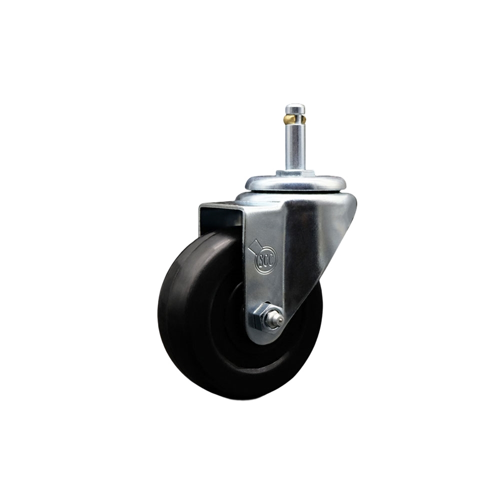 Hard Rubber Swivel Grip Ring Stem Caster w/3.5" x 1.25" Black Wheel and 7/16" Stem - 285 lbs Capacity/Caster - Service Caster Brand — photo 1