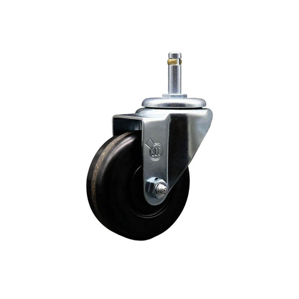 Phenolic Swivel Grip Ring Stem Caster w/Roller Bearing - 3.5" x 1.25" Black Wheel and 7/16" Stem - 300 lbs Capacity/Caster - Service Caster Brand — photo 1
