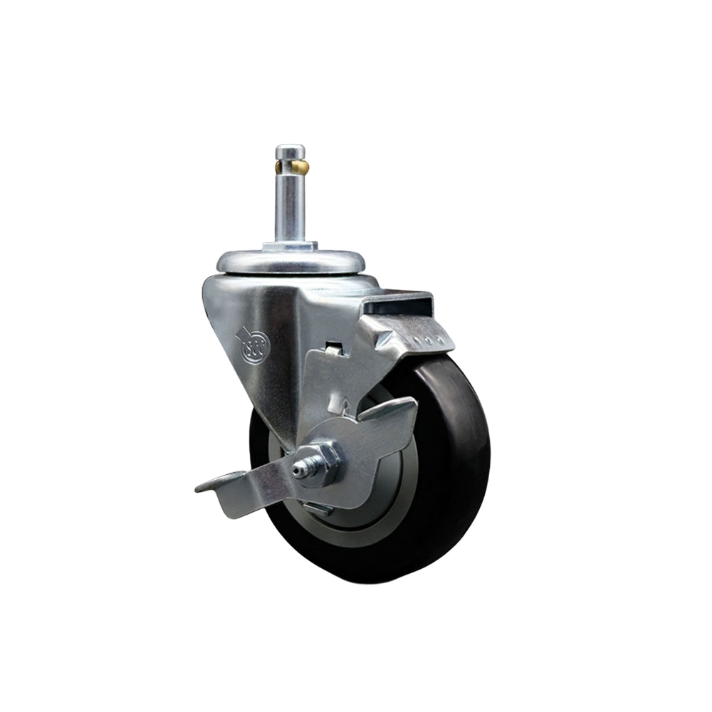 Service Caster Brand Replacement for Colson Caster 2.03251.95 MTG7 BRK1 - Polyurethane Swivel Grip Ring Stem Caster with 3.5" Black Wheel and .845" Stem & Top Locking Brake - 300 lbs Capacity/Caster — photo 1