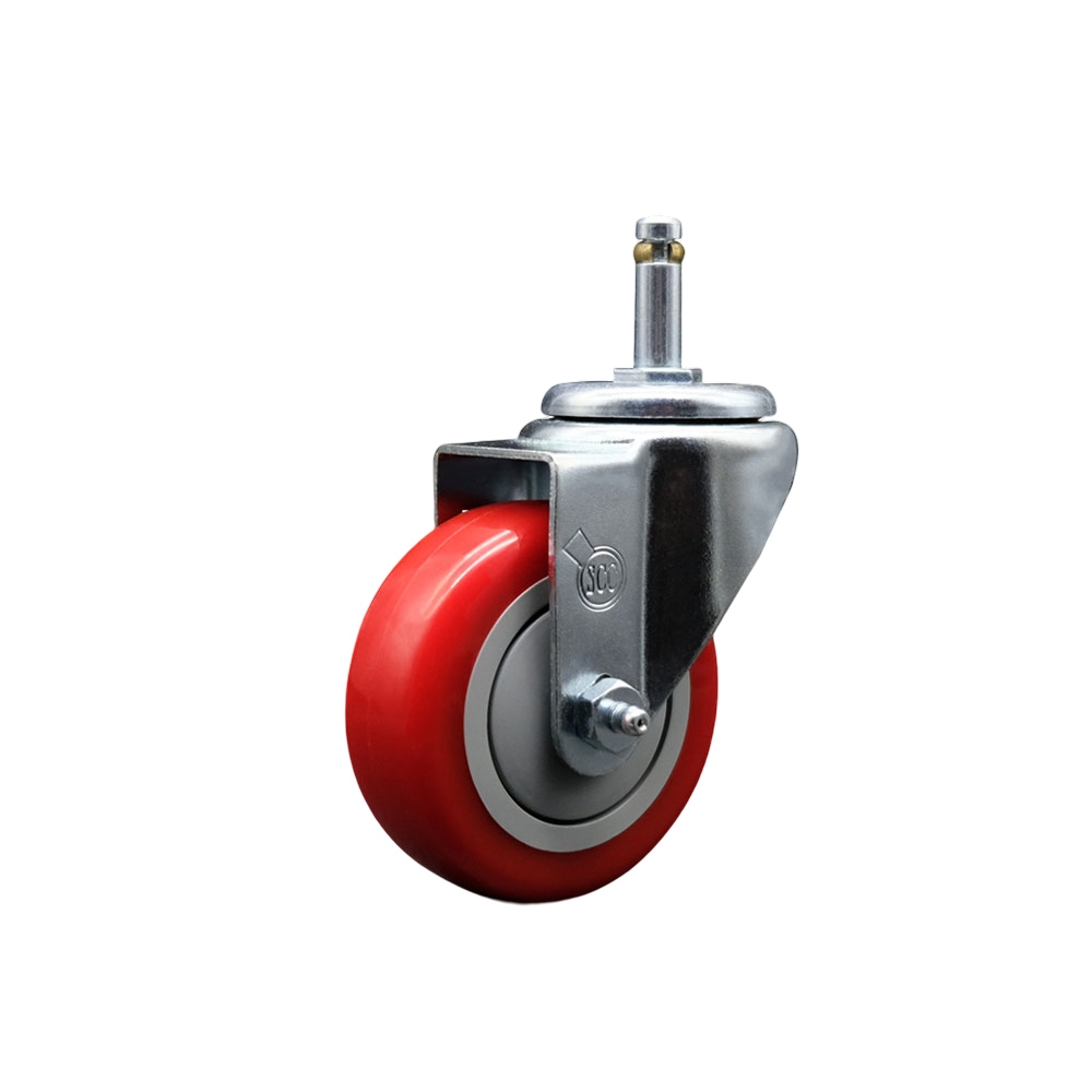 Service Caster Brand Replacement for Colson Caster 2.03251.95 MTG2 - Polyurethane Swivel Grip Ring Stem Caster with 3.5" Red Wheel and 7/16" Stem - 300 lbs Capacity/Caster — photo 1