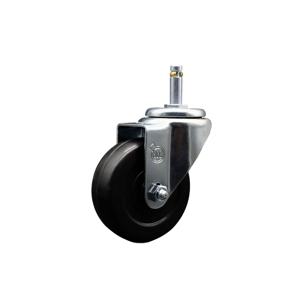 Soft Rubber Swivel Grip Ring Stem Caster w/3.5" x 1.25" Black Wheel and 7/16" Stem - 200 lbs Capacity/Caster - Service Caster Brand — photo 1