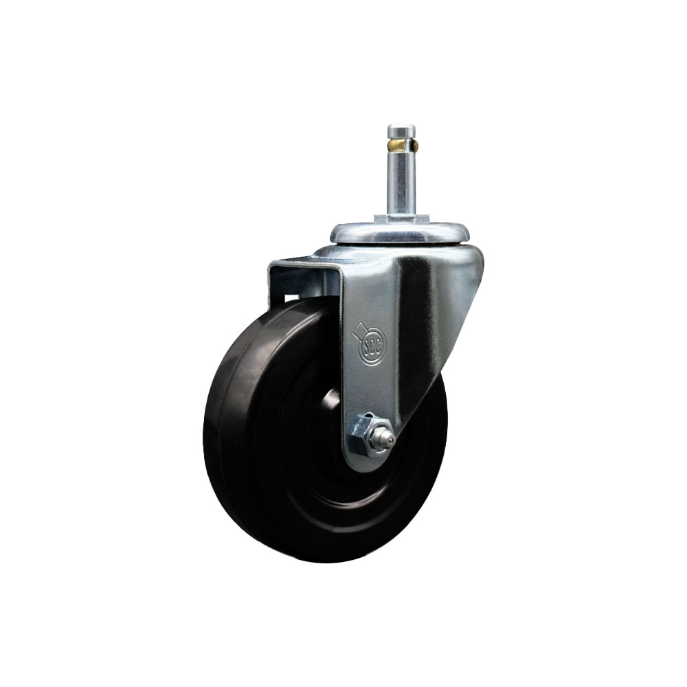 Hard Rubber Swivel Grip Ring Stem Caster w/4" x 1.25" Black Wheel and 7/16" Stem - 300 lbs Capacity/Caster - Service Caster Brand — photo 1