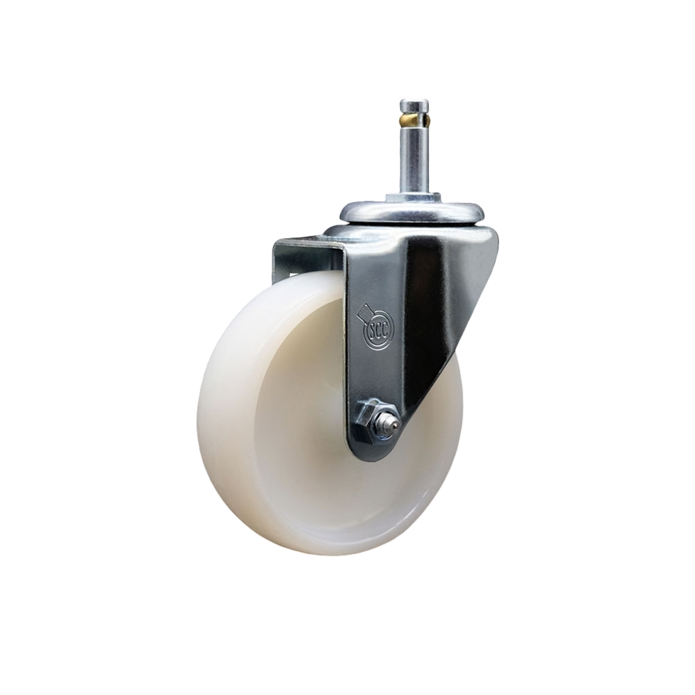 Nylon Swivel Grip Ring Stem Caster w/4" x 1.25" White Wheel and 7/16" Stem - 300 lbs Capacity/Caster - Service Caster Brand — photo 1