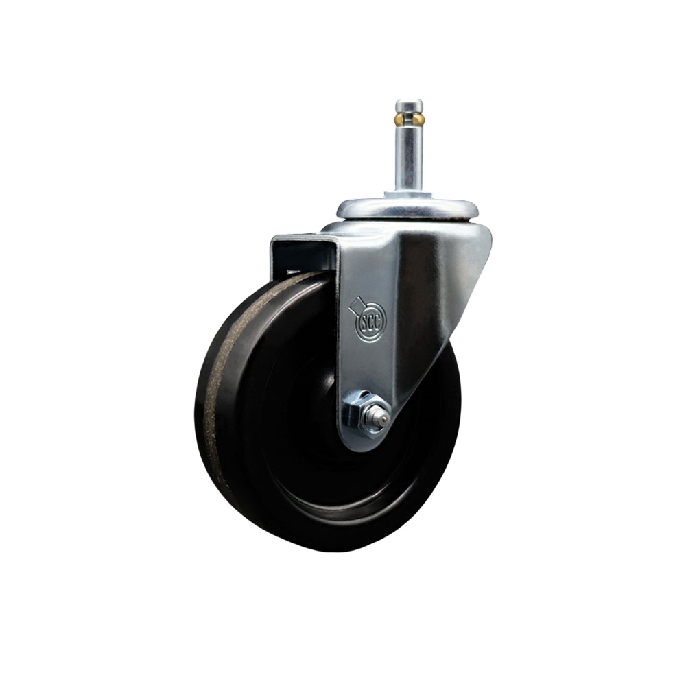 Phenolic Swivel Grip Ring Stem Caster w/Roller Bearing - 4" x 1.25" Black Wheel and 7/16" Stem - 300 lbs Capacity/Caster - Service Caster Brand — photo 1