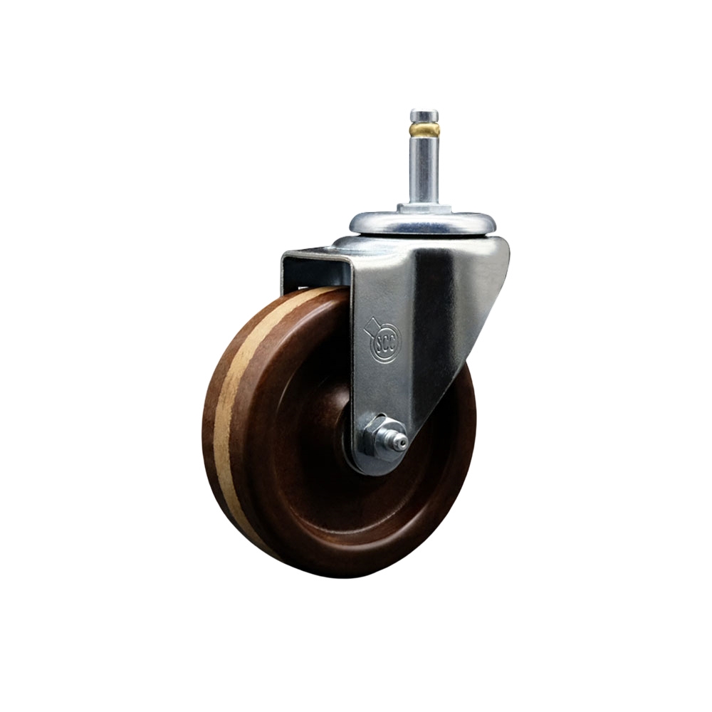 High Temperature Phenolic Swivel Grip Ring Stem Caster - 4" x 1.25" Brown Wheel and 7/16" Stem - 300 lbs Capacity/Caster - Service Caster Brand — photo 1