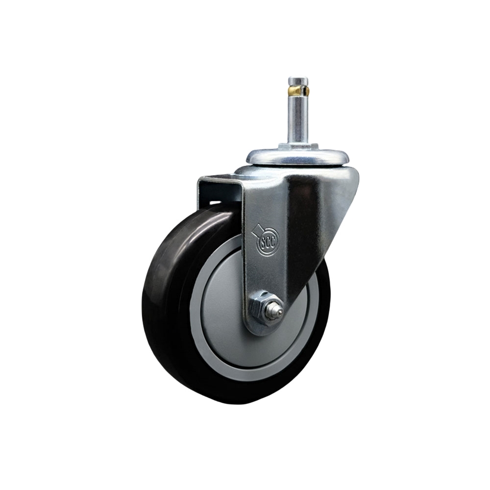 Polyurethane Swivel Grip Ring Stem Caster w/4" x 1.25"  Black Wheel and 7/16" Stem - 350 lbs Capacity/Caster - Service Caster Brand — photo 1