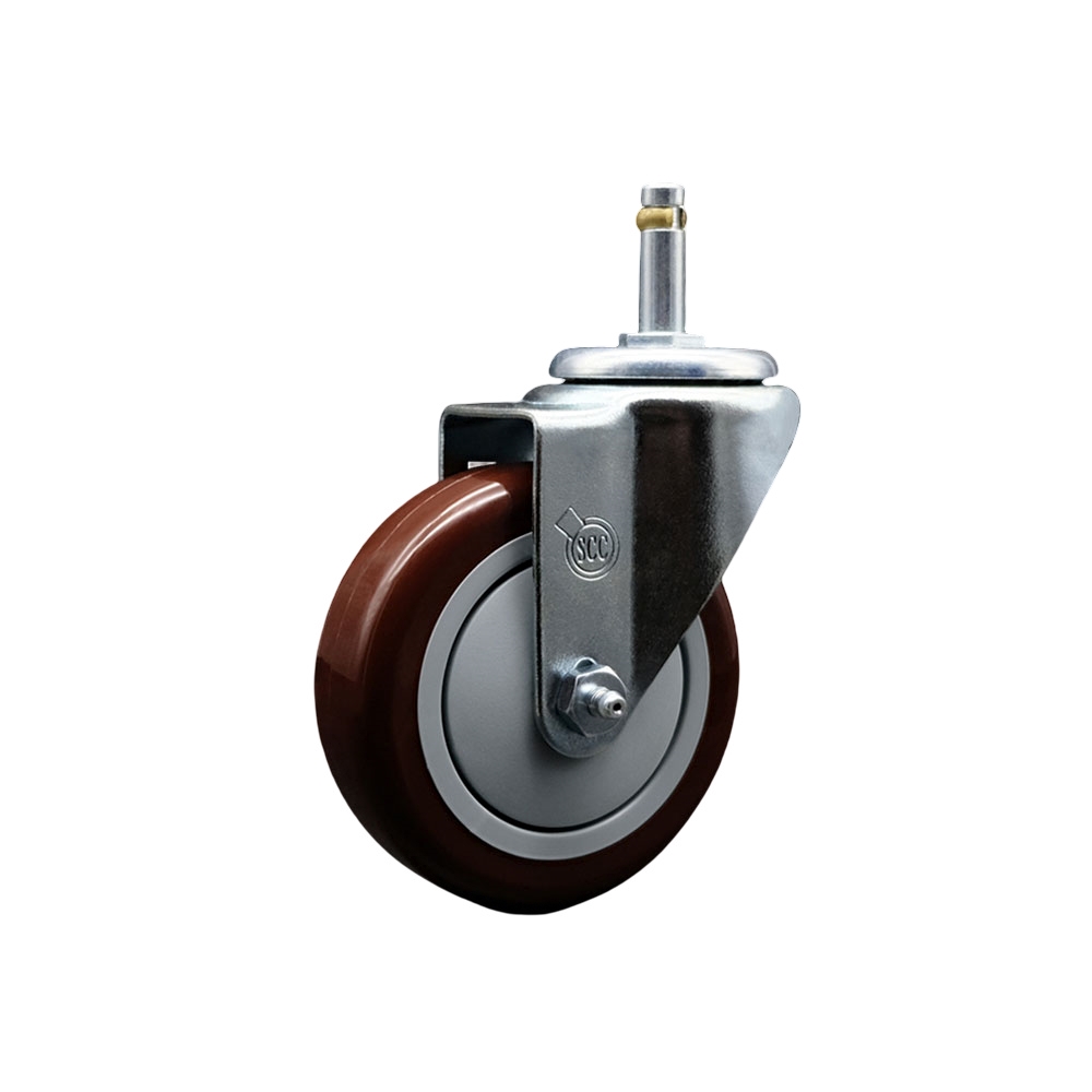 Service Caster Brand Replacement for Colson Caster 2.04251.95 MTG7 - Polyurethane Swivel Grip Ring Stem Caster with 4" Maroon Wheel and .845" Stem - 350 lbs Capacity/Caster — photo 1