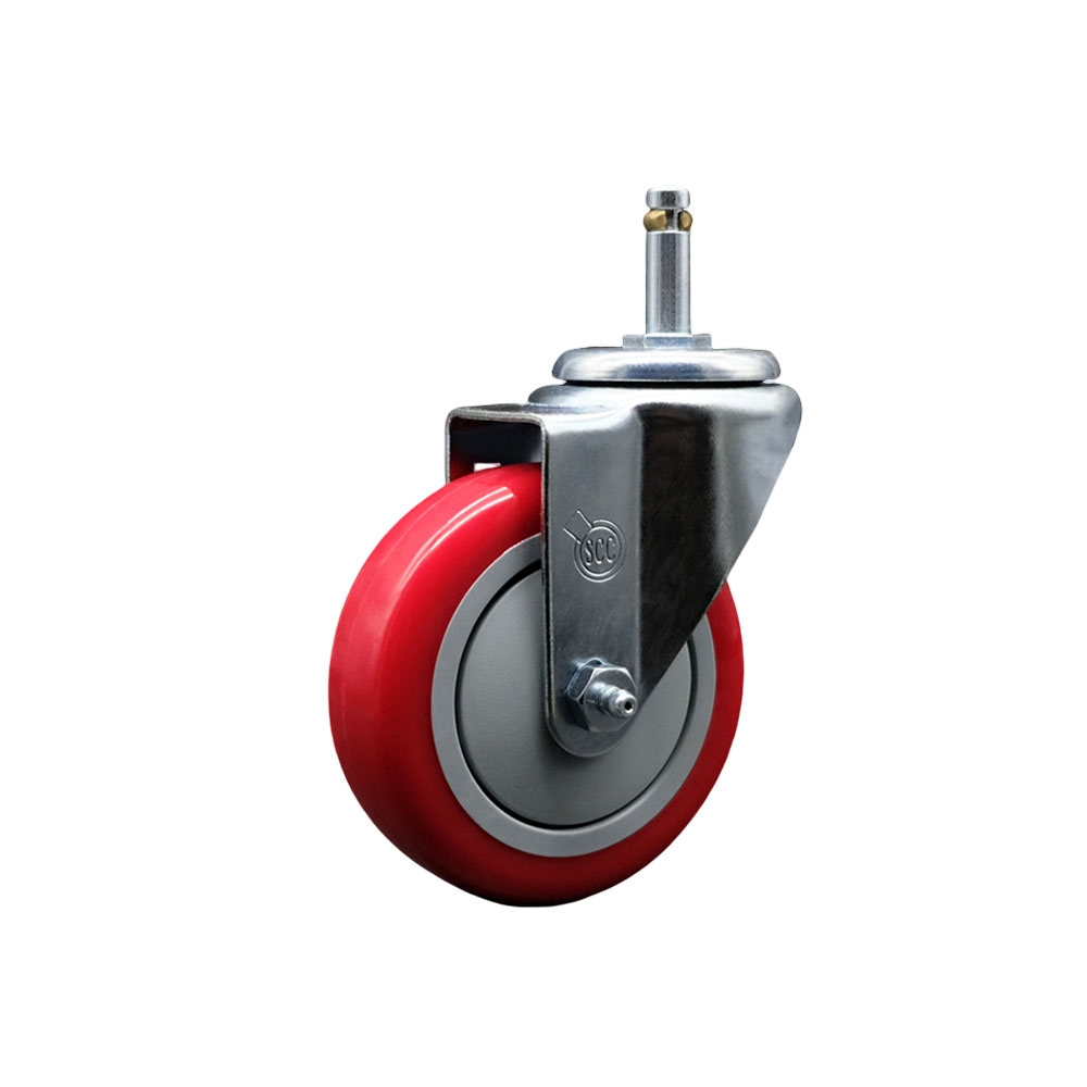 Service Caster Brand Replacement for Colson Caster 2.04251.95 MTG7 - Polyurethane Swivel Grip Ring Stem Caster with 4" Red Wheel and .845" Stem - 350 lbs Capacity/Caster — photo 1