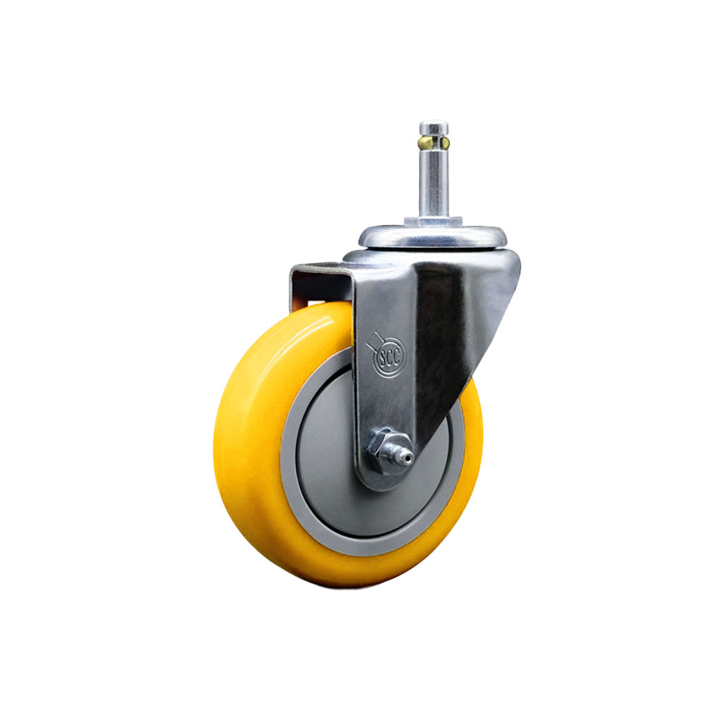 Service Caster Brand Replacement for Colson Caster 2.04251.95 MTG7 - Polyurethane Swivel Grip Ring Stem Caster with 4" Yellow Wheel and .845" Stem - 350 lbs Capacity/Caster — photo 1