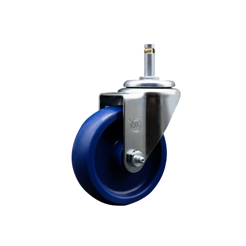 Solid Polyurethane Swivel Grip Ring Stem Caster w/4" x 1.25" Blue Wheel and 7/16" Stem - 300 lbs Capacity/Caster - Service Caster Brand — photo 1