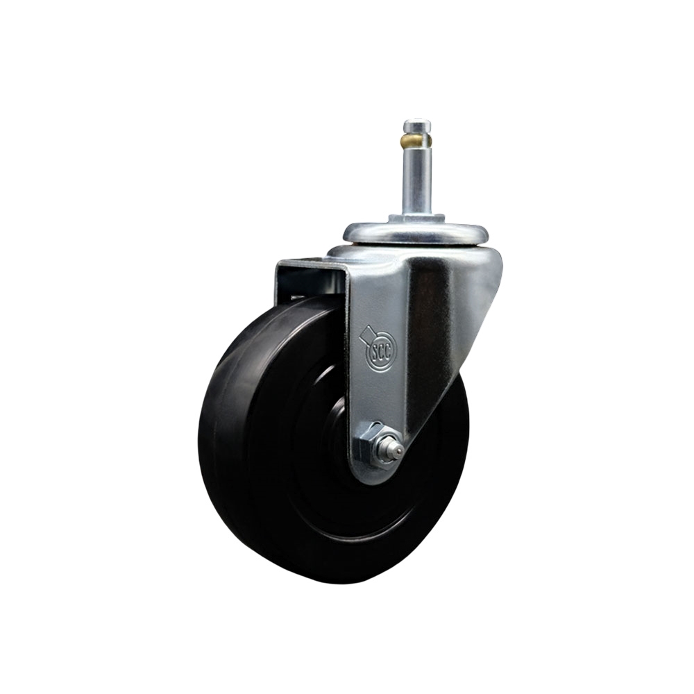 Soft Rubber Swivel Grip Ring Stem Caster w/4" x 1.25" Black Wheel and 7/16" Stem - 200 lbs Capacity/Caster - Service Caster Brand — photo 1