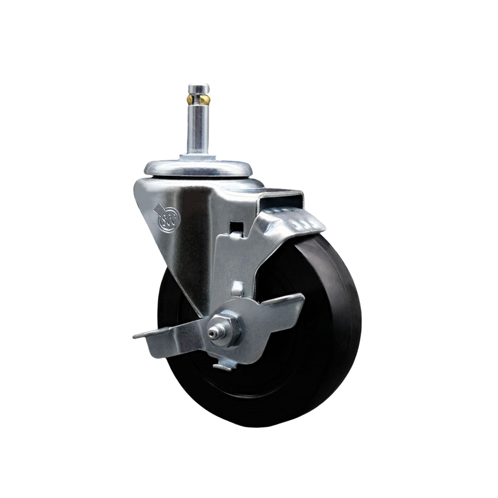190269611 Assure Parts 4 Inch Swivel Grip Ring Stem Caster with Brake – Fits Vollrath Models 79001 79002 79018 79301 79302 79818 - Light Duty Replacement – Soft Rubber Wheel - Service Caster Brand — photo 1