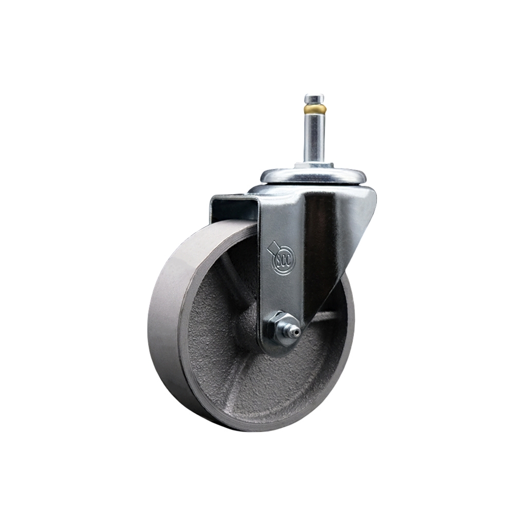 Semi Steel Cast Iron Swivel Grip Ring Stem Caster w/Roller Bearing - 4" x 1.5" Silver Wheel and 7/16" Stem - 300 lbs Capacity/Caster - Service Caster Brand — photo 1