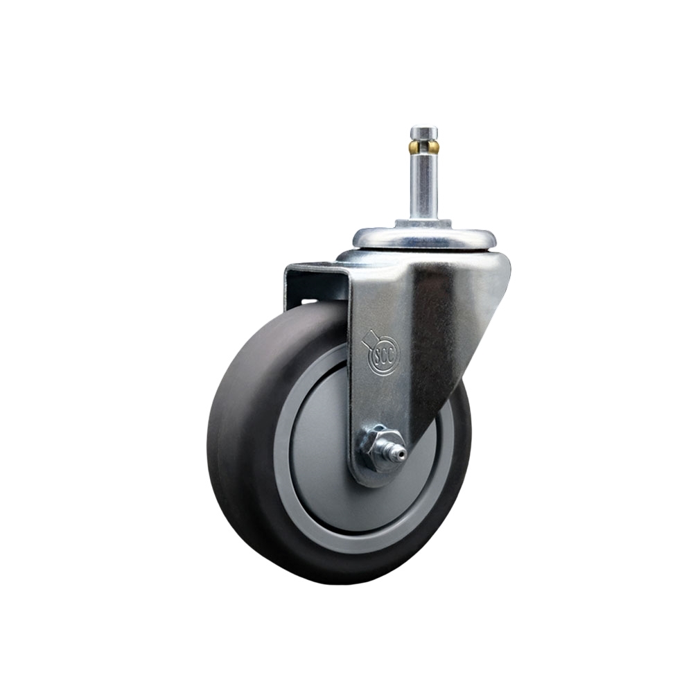 Thermoplastic Rubber Swivel Grip Ring Stem Caster - 4" x 1.25" Gray Wheel and 7/16" Stem - 250 lbs Capacity/Caster - Service Caster Brand — photo 1