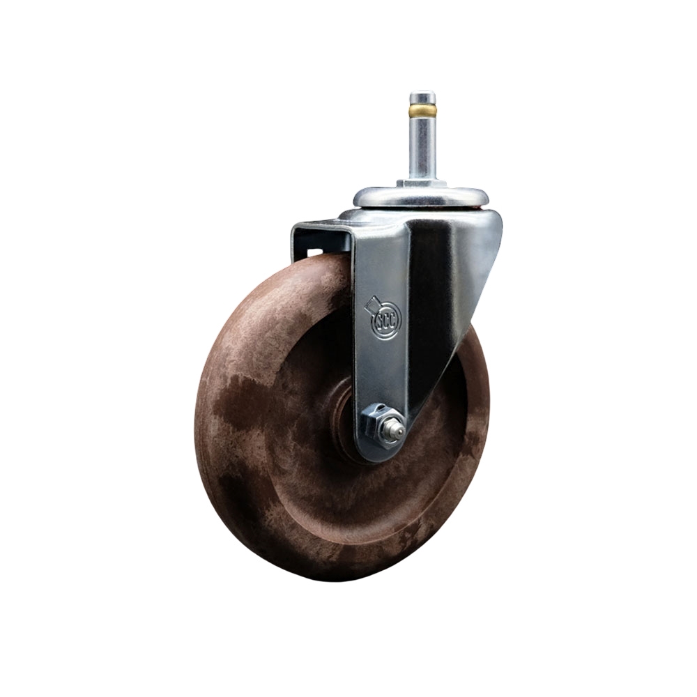 High Temp Glass Filled Nylon Swivel Grip Ring Stem Caster w/5" x 1.25" Brown Wheel and 7/16" Stem - 350 lbs Capacity/Caster - Service Caster Brand — photo 1