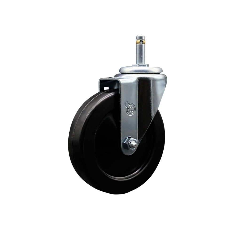 Hard Rubber Swivel Grip Ring Stem Caster w/5" x 1.25" Black Wheel and 7/16" Stem - 300 lbs Capacity/Caster - Service Caster Brand — photo 1