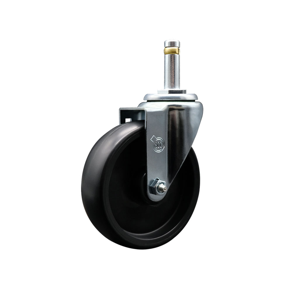 Polyolefin Swivel Grip Ring Stem Caster Wheel with 5 Inch Black Wheel and 7/16" Stem - 350 lbs. Capacity/Caster - Service Caster Brand — photo 1