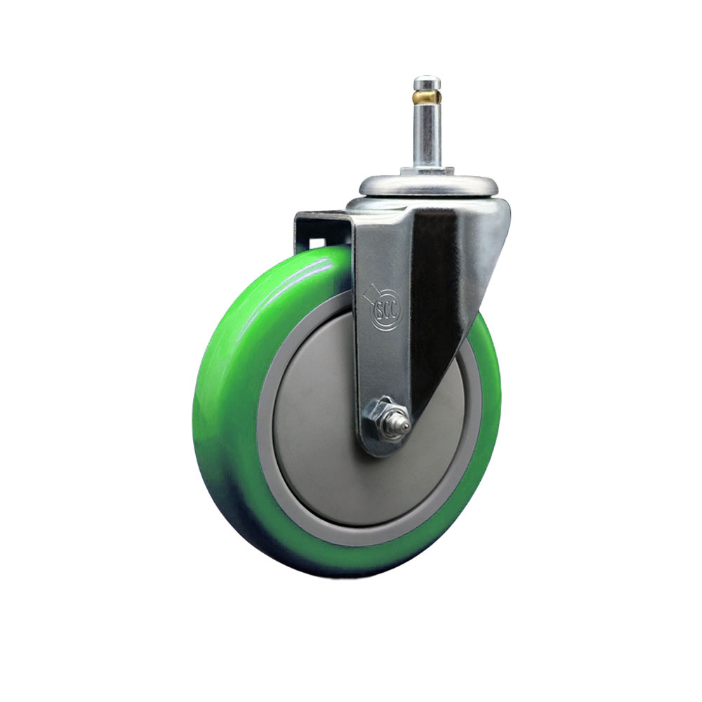 Polyurethane Swivel Grip Ring Stem Caster w/5" x 1.25"  Green Wheel and 7/16" Stem - 350 lbs Capacity/Caster - Service Caster Brand — photo 1
