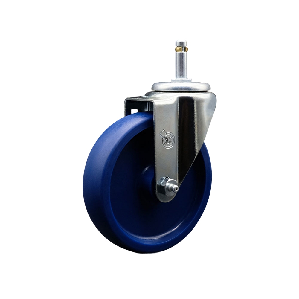 Solid Polyurethane Swivel Grip Ring Stem Caster w/5" x 1.25" Blue Wheel and 7/16" Stem - 300 lbs Capacity/Caster - Service Caster Brand — photo 1
