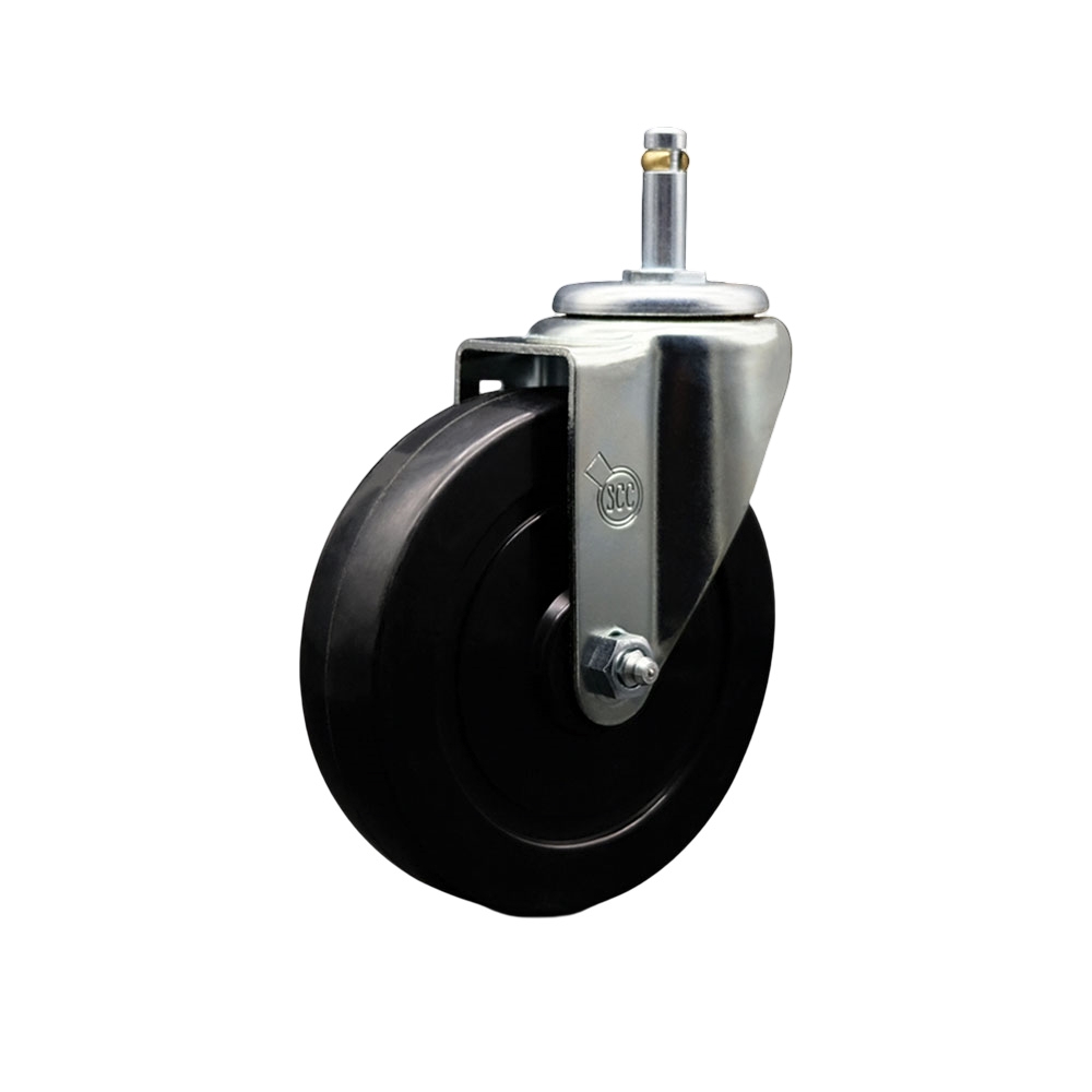 Soft Rubber Swivel Grip Ring Stem Caster w/5" x 1.25" Black Wheel and 7/16" Stem - 275 lbs Capacity/Caster - Service Caster Brand — photo 1