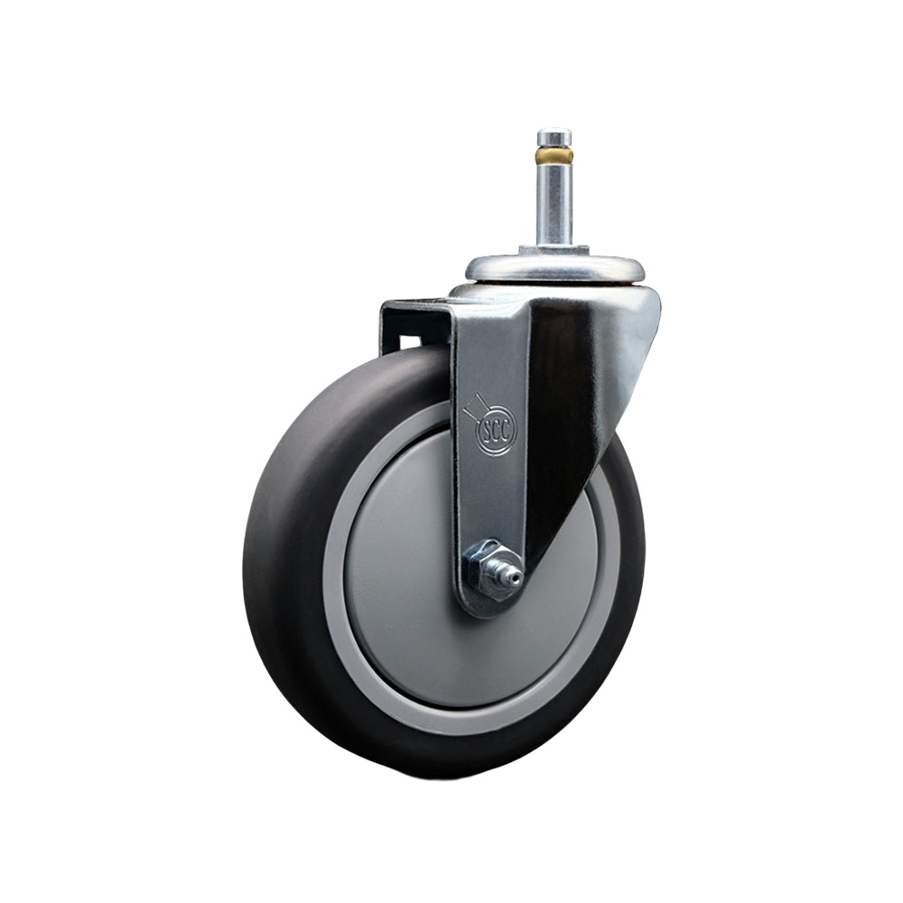 Thermoplastic Rubber Swivel Grip Ring Stem Caster - 5" x 1.25" Gray Wheel and 7/16" Stem - 300 lbs Capacity/Caster - Service Caster Brand — photo 1