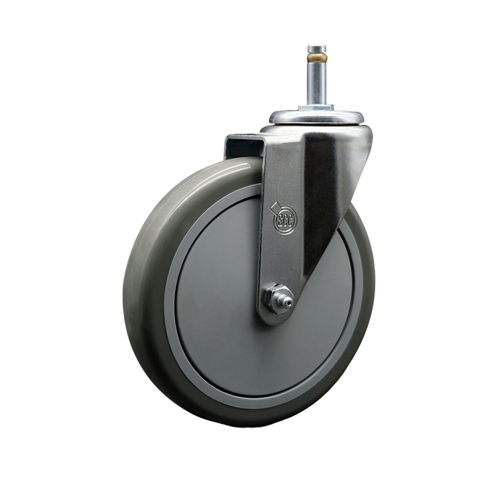 Polyurethane Swivel Grip Ring Stem Caster w/6" x 1.25"  Gray Wheel and 7/16" Stem - 350 lbs Capacity/Caster - Service Caster Brand — photo 1