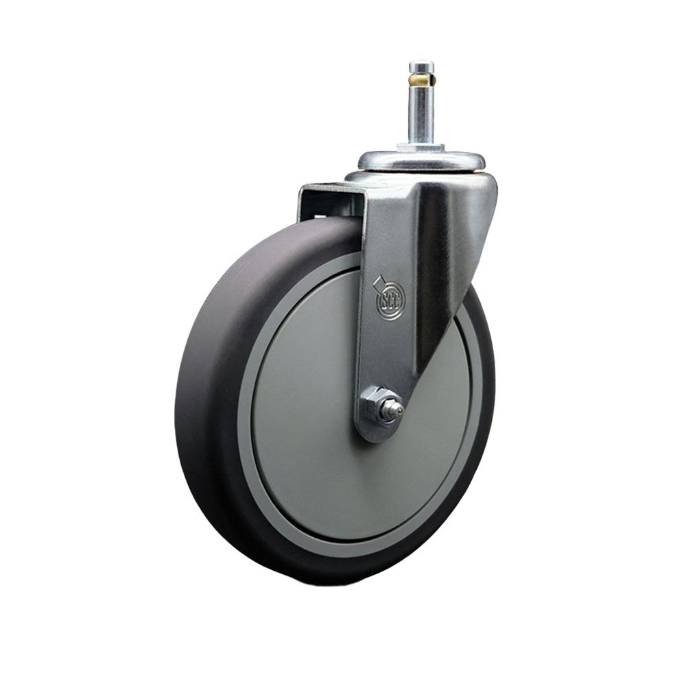 Thermoplastic Rubber Swivel Grip Ring Stem Caster - 6" x 1.25" Gray Wheel and 7/16" Stem - 300 lbs Capacity/Caster - Service Caster Brand — photo 1