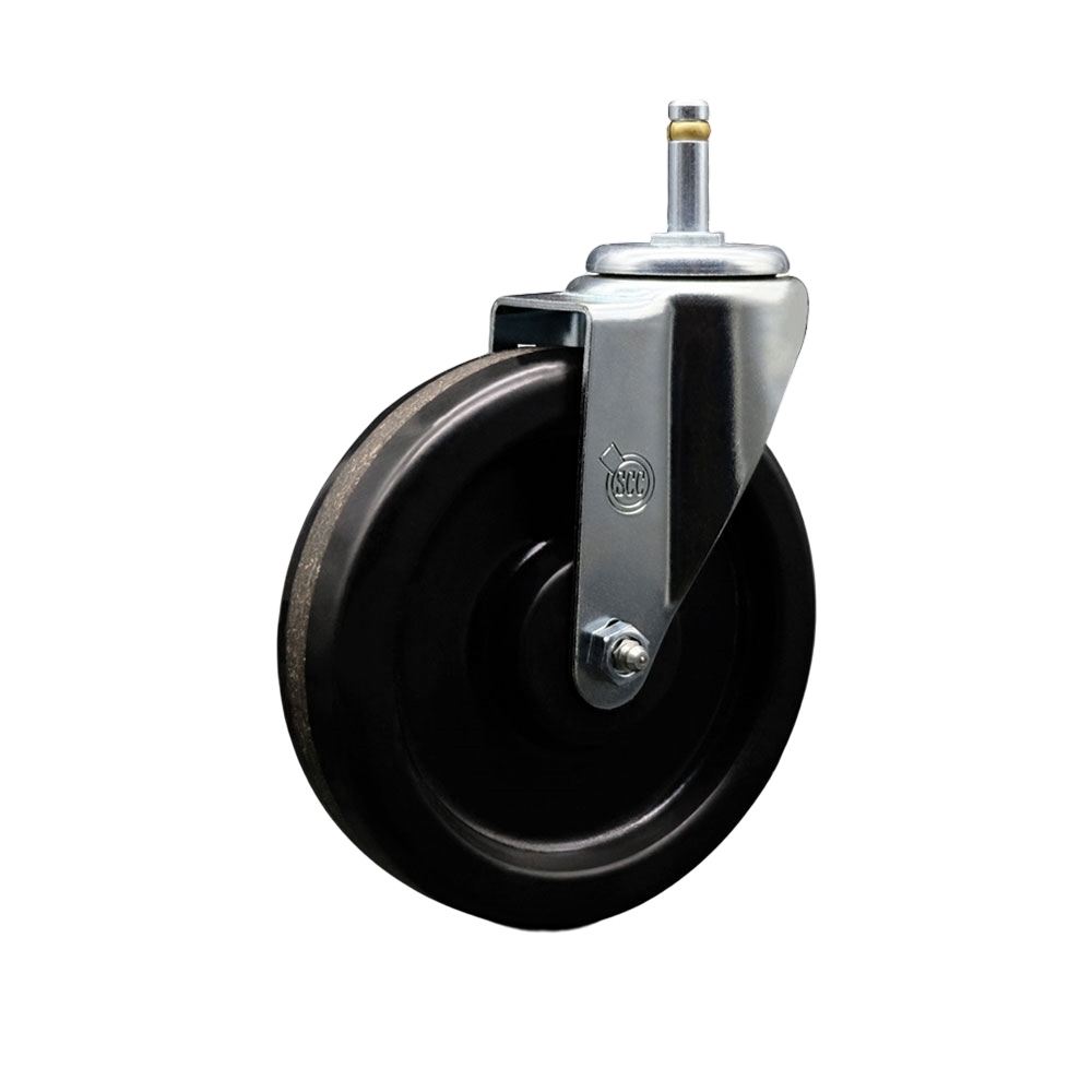 Phenolic Swivel Grip Ring Stem Caster w/Roller Bearing - 6" x 1.5" Black Wheel and 7/16" Stem - 300 lbs Capacity/Caster - Service Caster Brand — photo 1