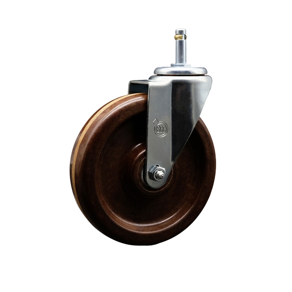 High Temperature Phenolic Swivel Grip Ring Stem Caster - 6" x 1.5" Brown Wheel and 7/16" Stem - 300 lbs Capacity/Caster - Service Caster Brand — photo 1