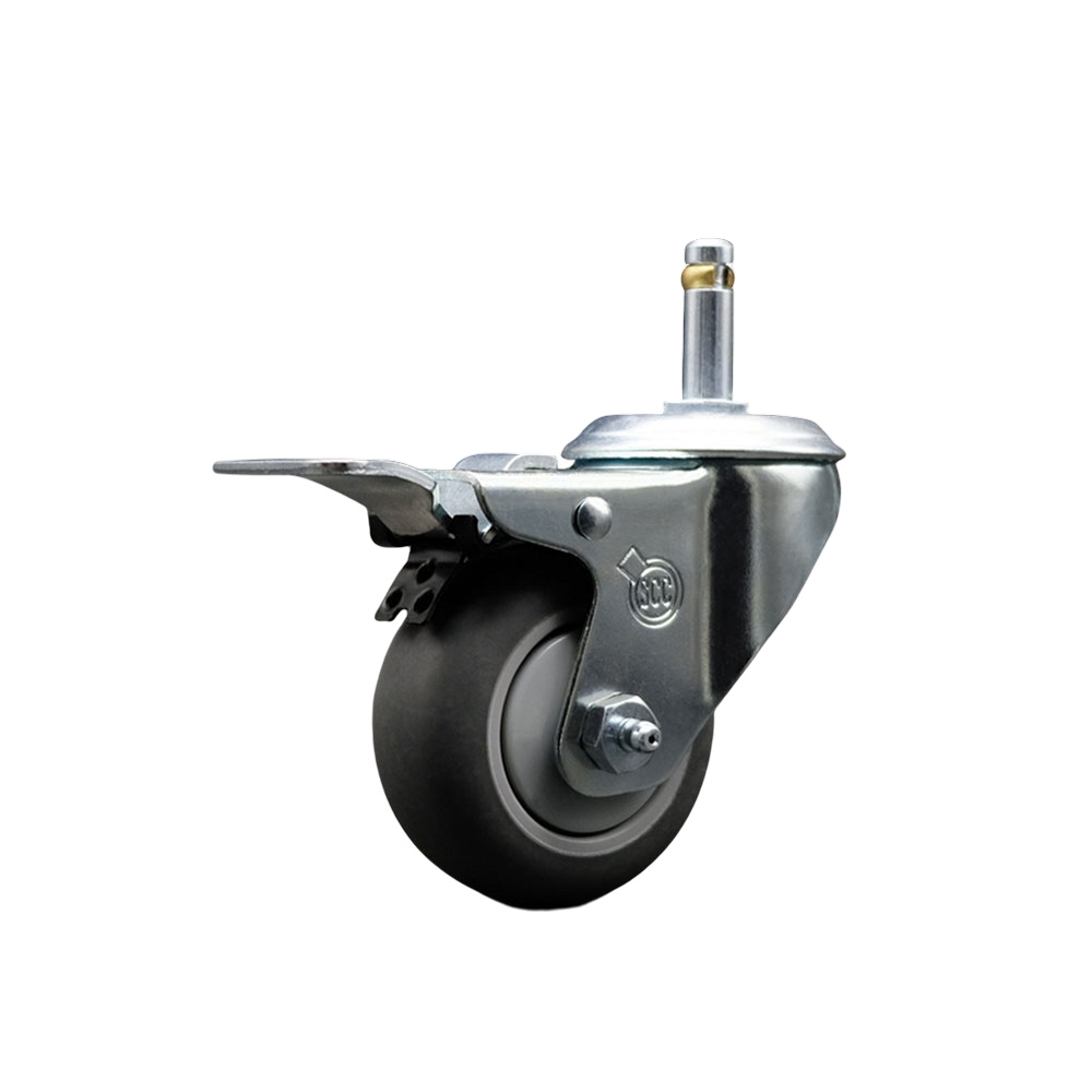 Service Caster Brand Replacement for Colson Caster 2.03351.42 MTG2 BRK5 - Thermoplastic Rubber Swivel Grip Ring Stem Caster - 3" Gray Wheel and 7/16" Stem & Total Locking Brake-210 lbs Capacity/Caster — photo 1
