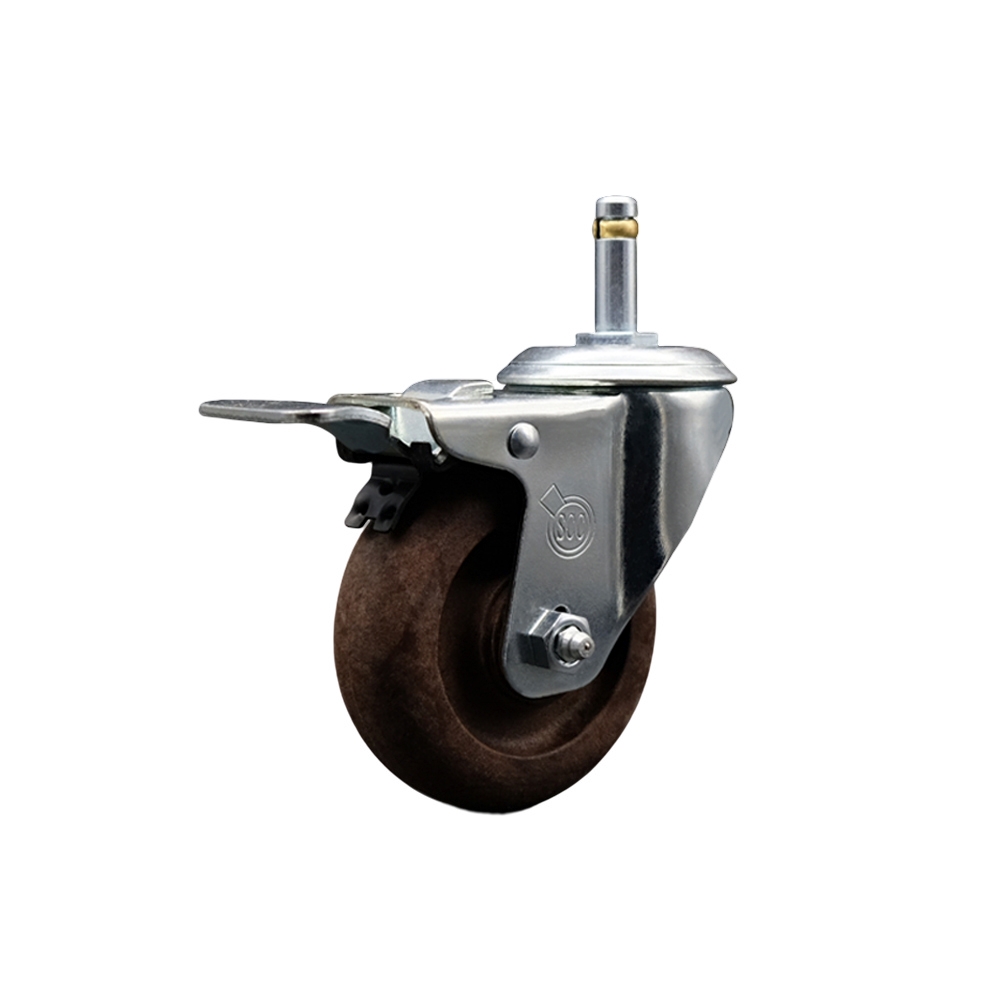 Service Caster Brand Replacement for Colson Caster 2.03251.52 HT MTG7 BRK5 - High Temp Glass Filled Nylon Swivel Grip Ring Stem Caster with 3.5" Brown Wheel and .845" Stem & Total Locking Brake — photo 1