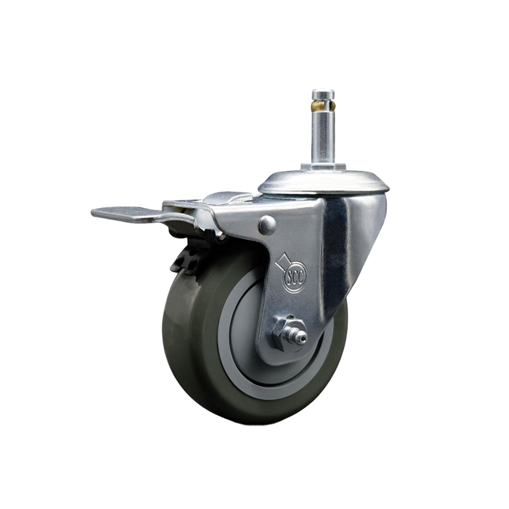 Service Caster Brand Replacement for Colson Caster 2.03251.95 MTG2 BRK5 - Polyurethane Swivel Grip Ring Stem Caster with 3.5" Gray Wheel and 7/16" Stem & Total Locking Brake - 300 lbs Capacity/Caster — photo 1