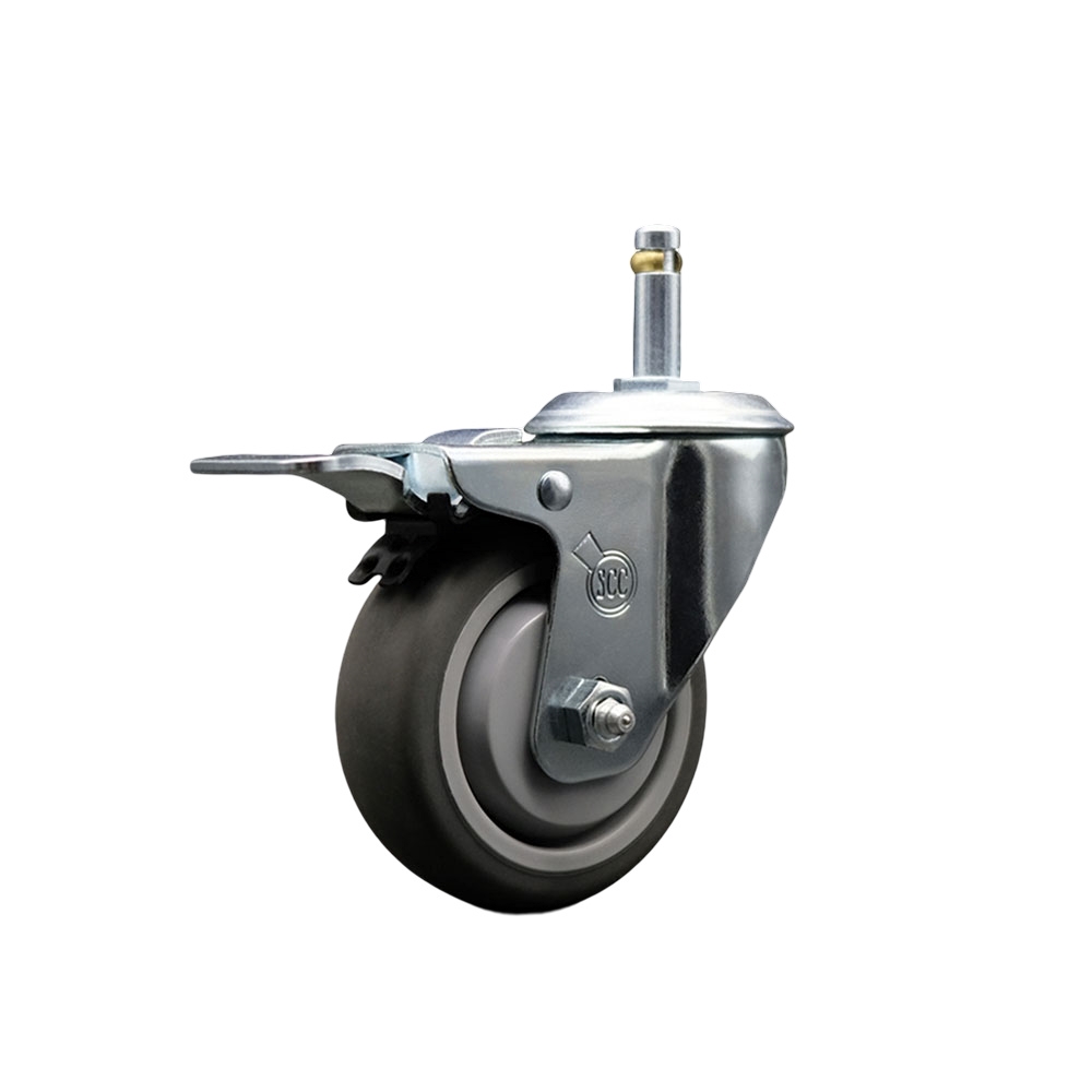 Service Caster Brand Replacement for Colson Caster 2.03251.445 MTG2 BRK5 - Thermoplastic Rubber Swivel Grip Ring Stem Caster - 3.5" Gray Wheel and 7/16" Stem & Total Locking Brake — photo 1